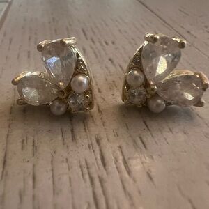 Elegant Gold, Pearl and Crystal Earrings